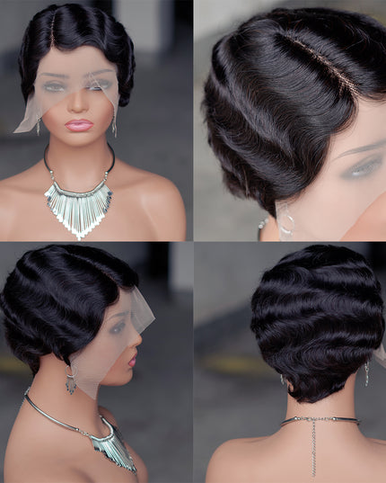 Pixie Cut Wig 13*4*1 lace part ---JK9012T-1B#