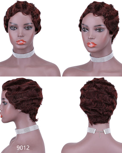Machine made pixie cut wig---JK9012---#99---pay 1 get 2
