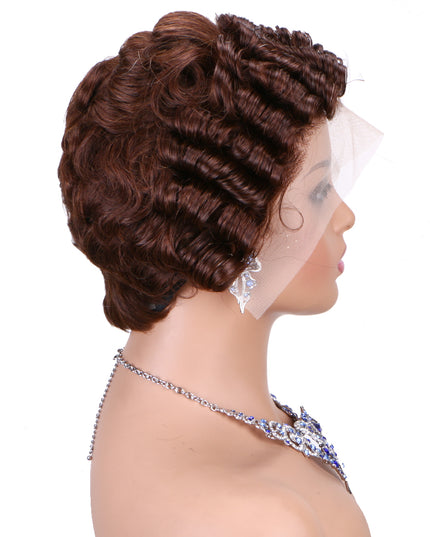 Pixie Cut Wig 13x4 lace Frontal ombre #4---JK06