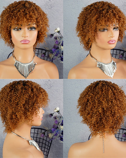 Machine made pixie cut wig---JK9037---#T1B/30