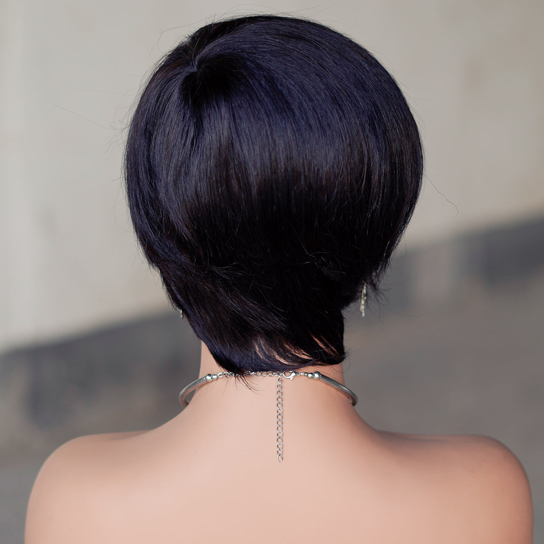 Machine made pixie cut wig---JK9188---#1B---RMB 64