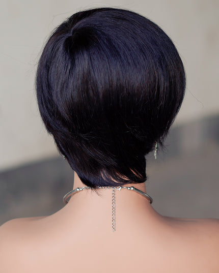 Machine made pixie cut wig---JK9188---#1B-pay 1 get 2