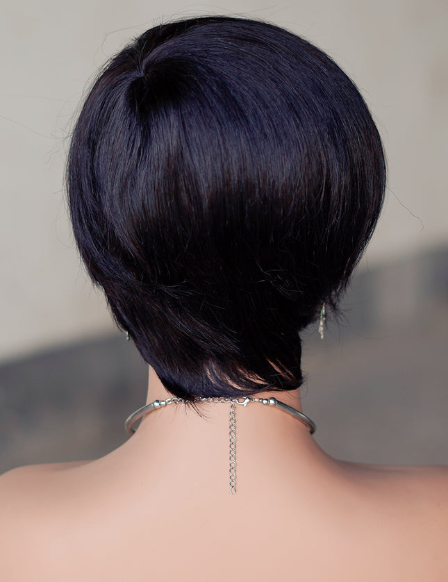 Machine made pixie cut wig---JK9188---#1B-pay 1 get 2