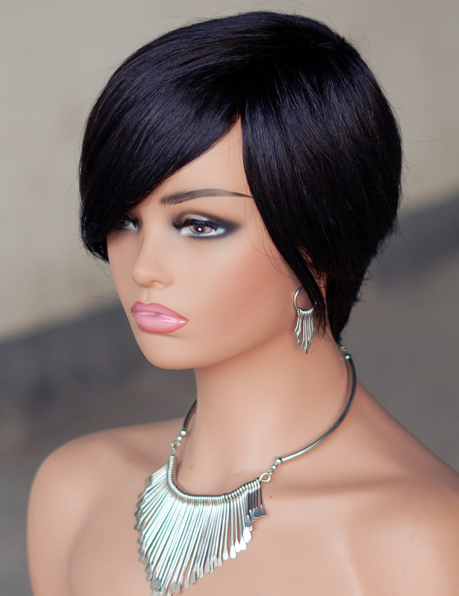 Machine made pixie cut wig---JK9188---#1B-pay 1 get 2