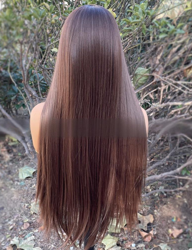 Synthetic lace frontal color wig straight---13*4---Mocha Brown color---pay 1 get 2