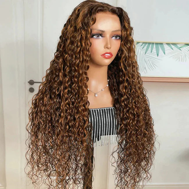 P4/30 Lace Frontal 13x4 water Wave 100% Virgin Human Hair Transparent  LACE Wig 180% density