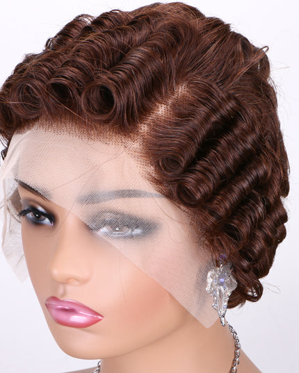 Pixie Cut Wig 13x4 lace Frontal ombre #4---JK06