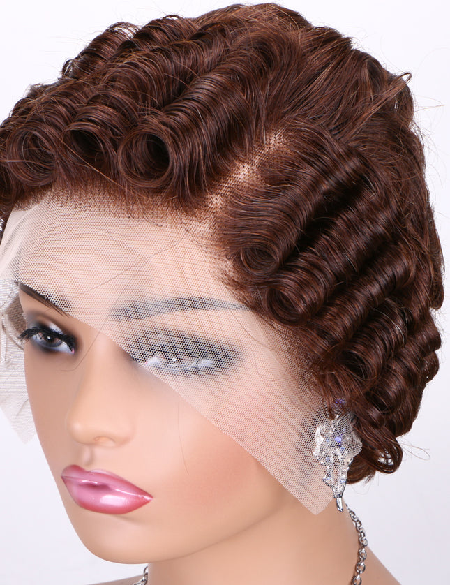 Pixie Cut Wig 13x4 lace Frontal ombre #4---JK06