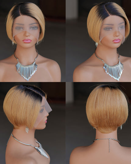 Pixie Cut Wig 13*4*1 lace part ---9164-1B/27#---pay 1 get 2