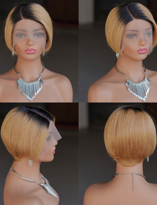Pixie Cut Wig 13*4*1 lace part ---9164-1B/27#---pay 1 get 2