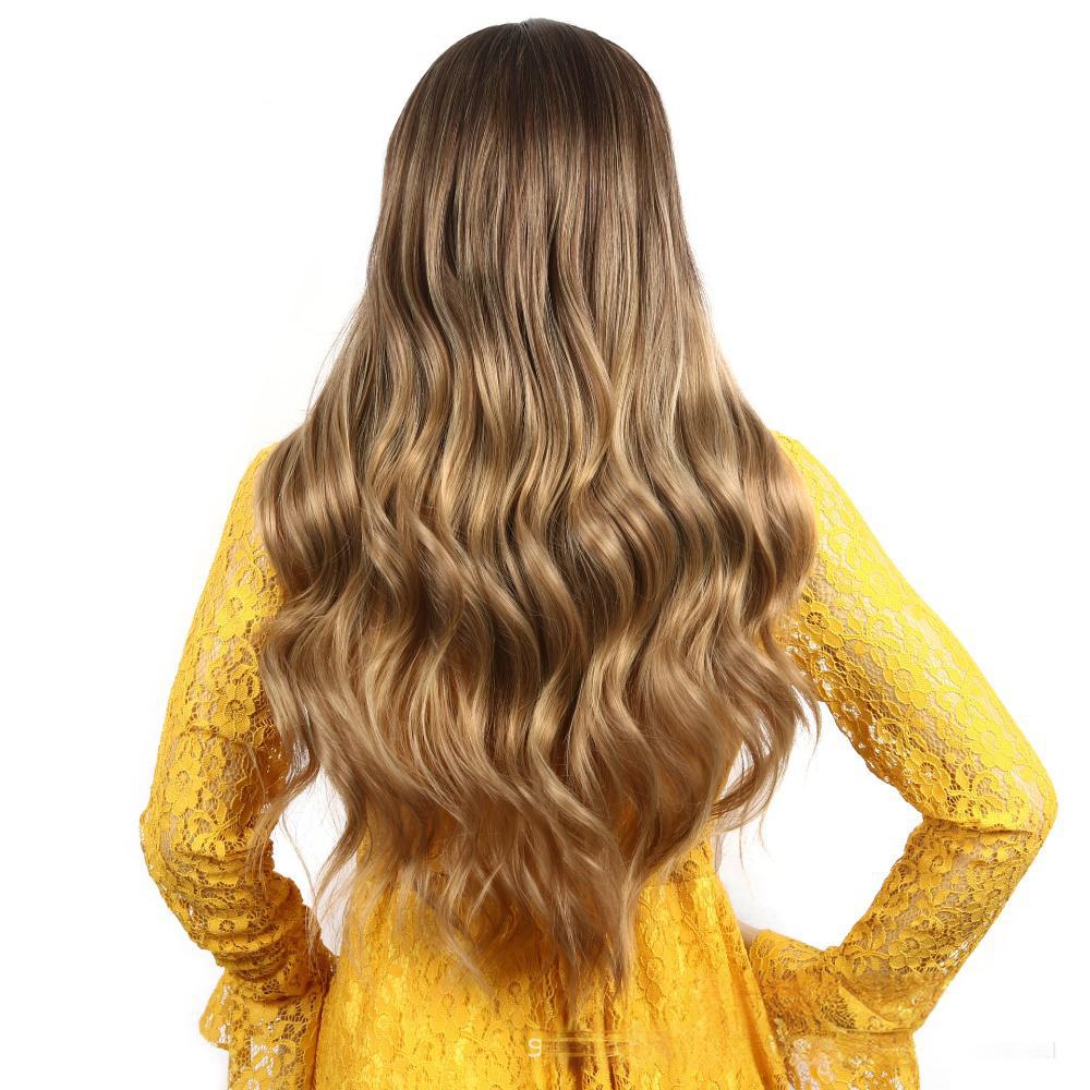 Fiber wig middle part big wave natural fluffy