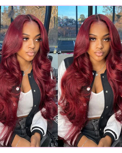 Body-wave burgundy Lace Frontal 13x4 Virgin Human Hair LACE Wig 15A