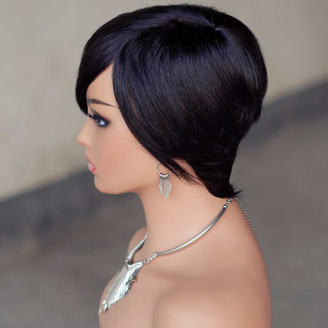 Machine made pixie cut wig---JK9188---#1B---RMB 64