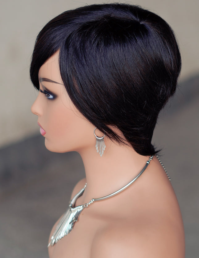 Machine made pixie cut wig---JK9188---#1B-pay 1 get 2