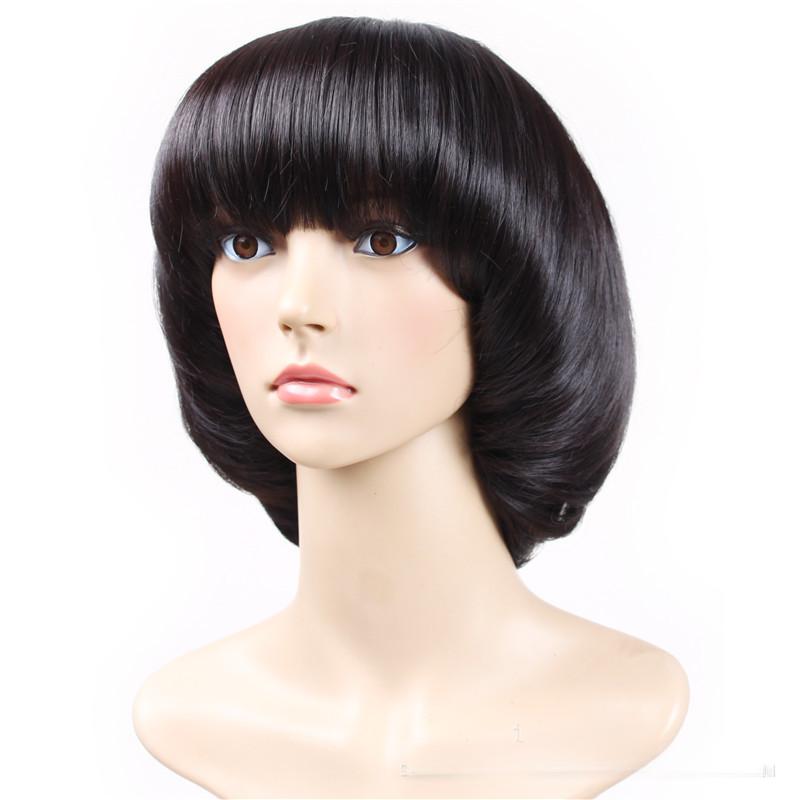 Fiber black color Mushroom style wig