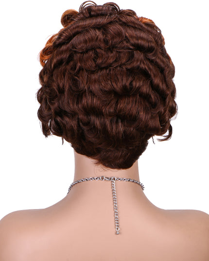 Pixie Cut Wig 13x4 lace Frontal wig ombre #4/350 ---JK06