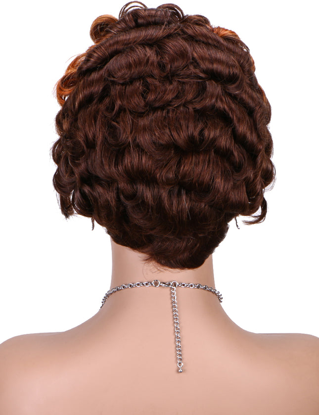 Pixie Cut Wig 13x4 lace Frontal wig ombre #4/350 ---JK06