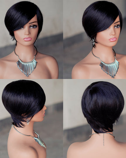 Machine made pixie cut wig---JK9188---#1B-pay 1 get 2