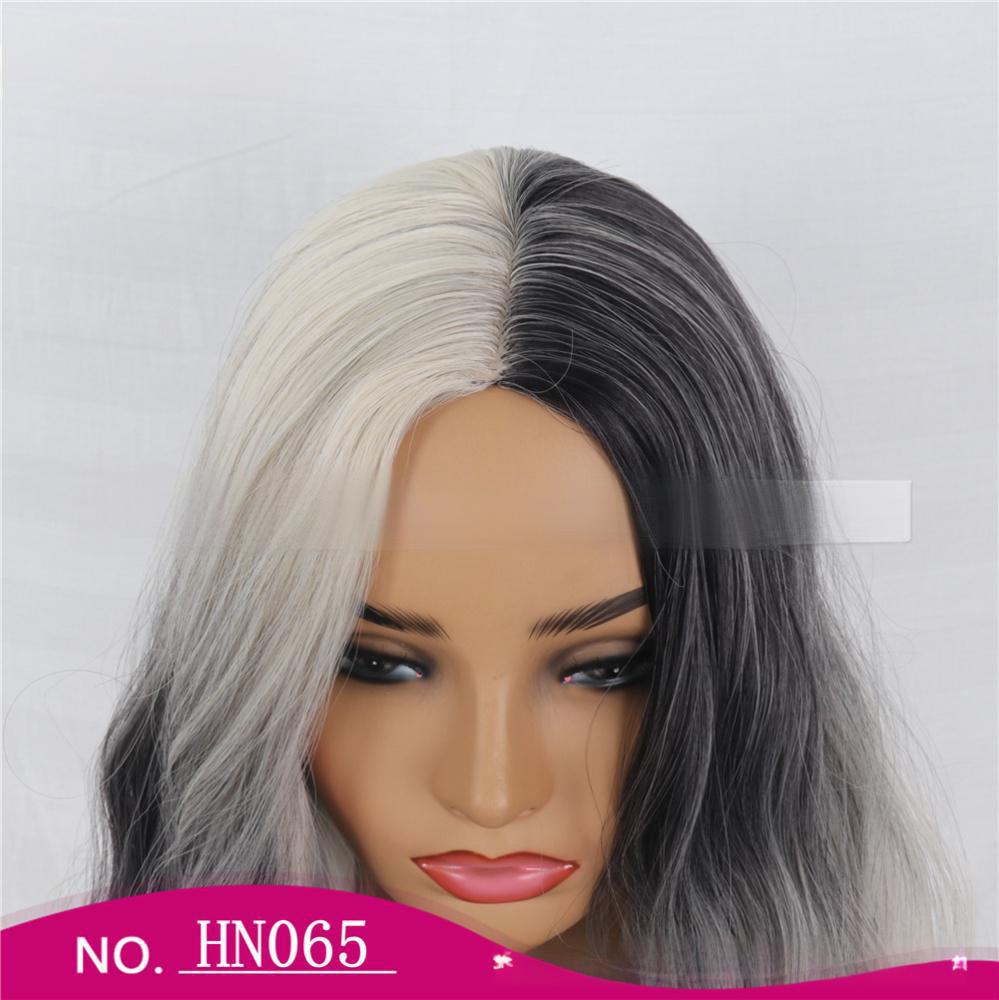 Fiber Wig  Black and White Gradient, Fashion Cosplay, Halloween Party Costume