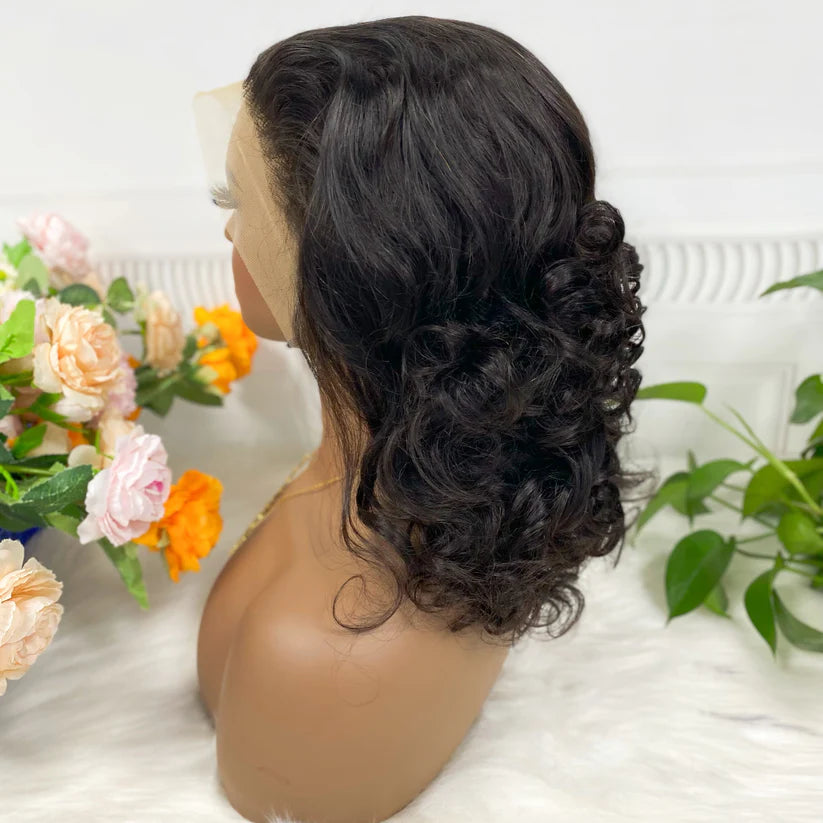 Big curl, natural black 13x4 Lace Frontal 100% Virgin Human Hair Transparent  LACE Wig 180% density