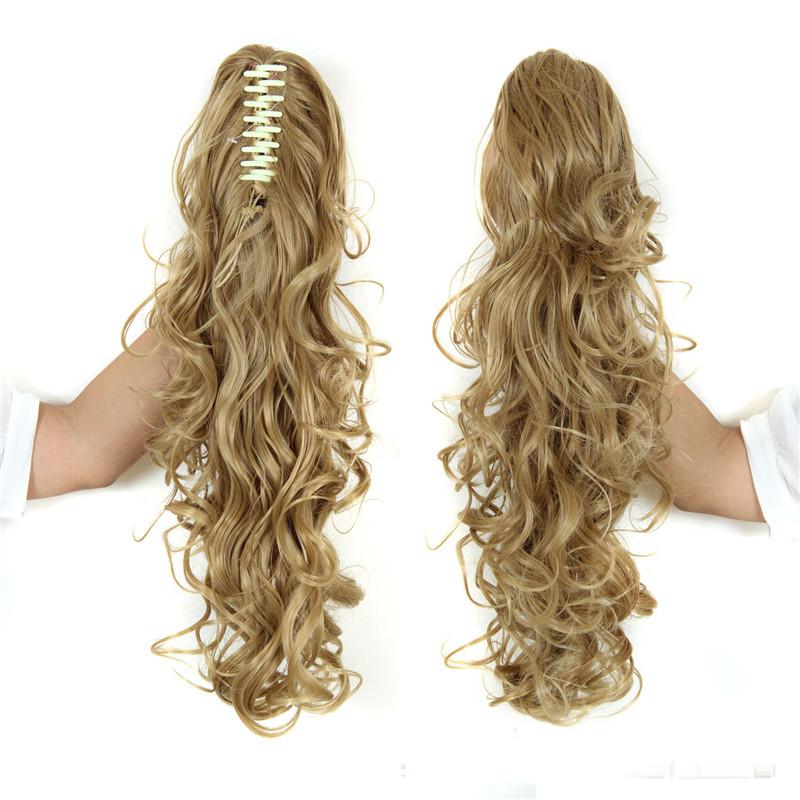 Gripper style ponytail with long curly hair