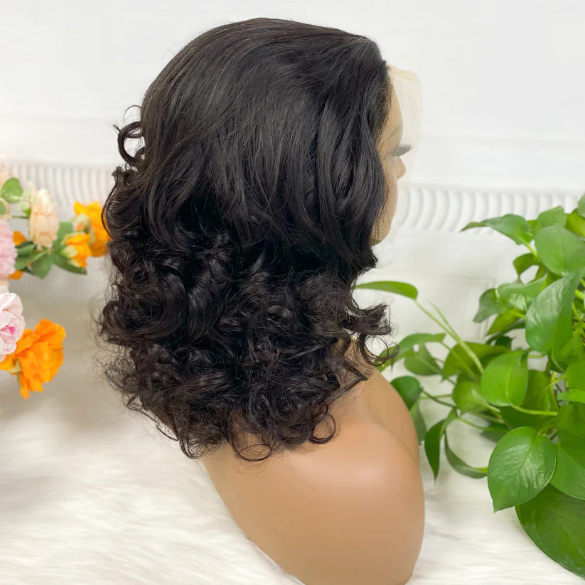 Big curl, natural black 13x4 Lace Frontal 100% Virgin Human Hair Transparent  LACE Wig 180% density