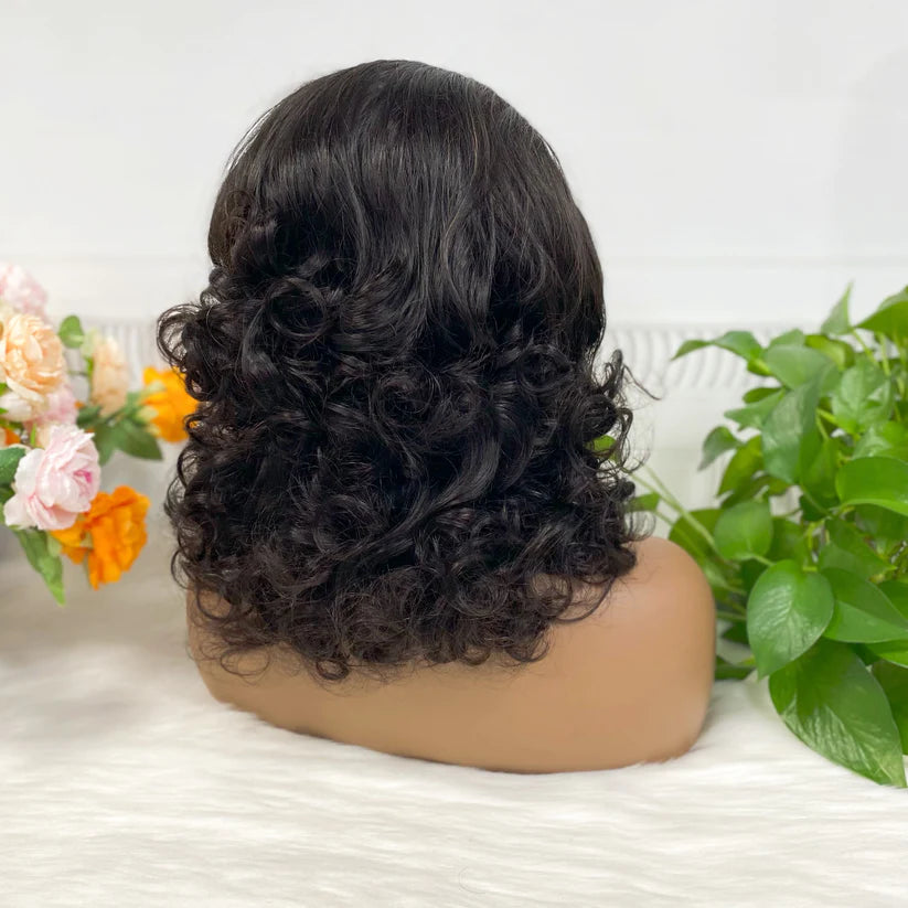 Big curl, natural black 13x4 Lace Frontal 100% Virgin Human Hair Transparent  LACE Wig 180% density