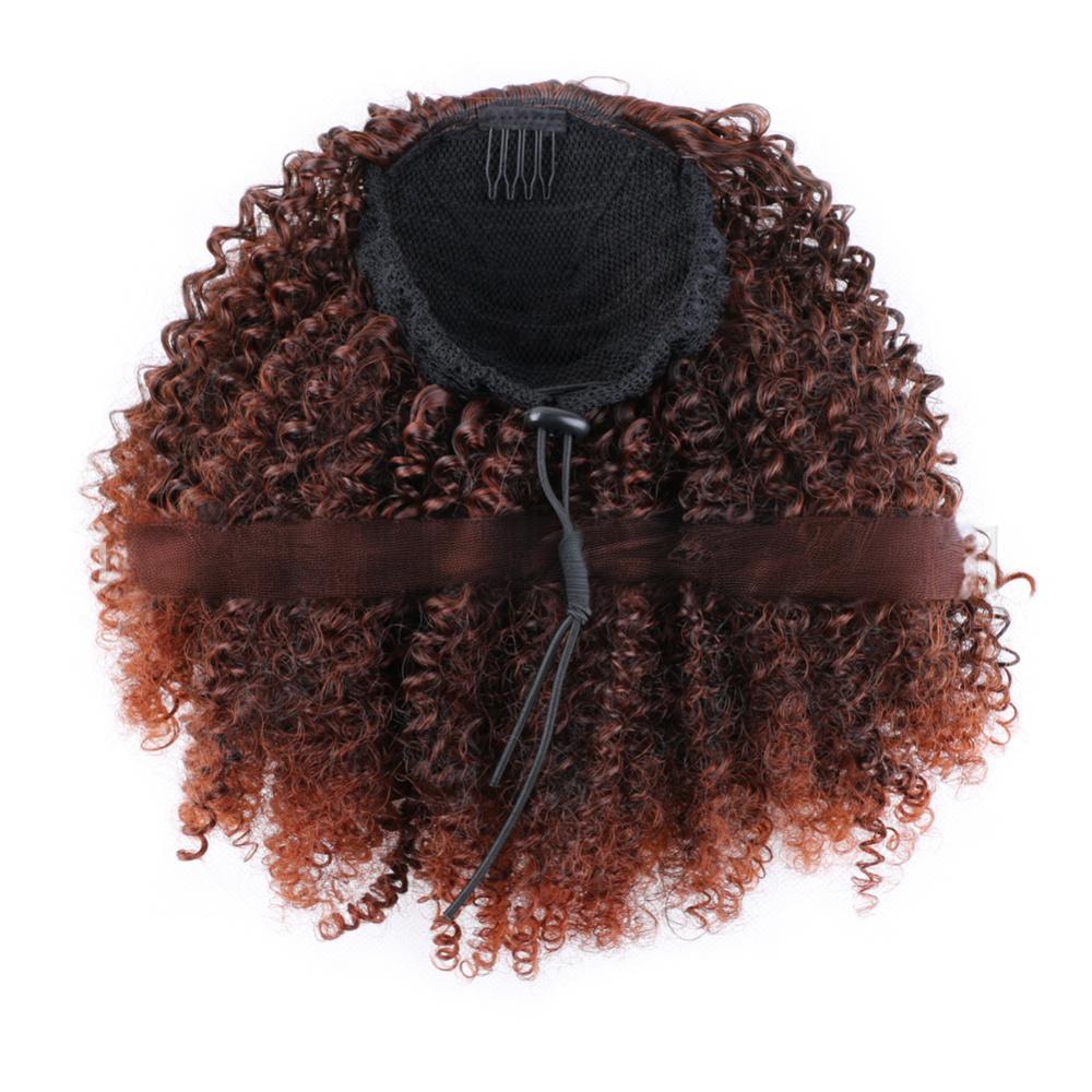Afro curly ponytail drawstring synthetic 10 inch small curly hair-3