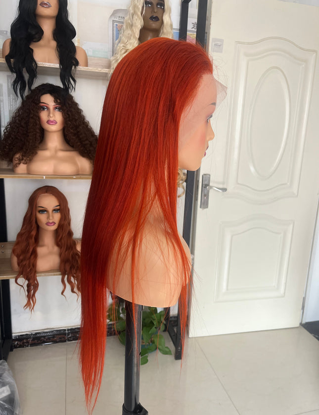 Human Hair Wig 12A straight light reddish brown