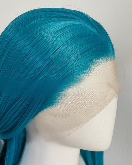 Synthetic lace frontal color wig straight---13*4---turquoise green color