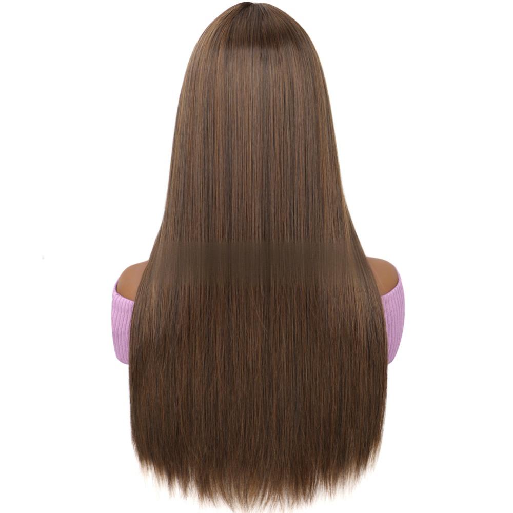 Synthetic fiber lace wig straight highlight color-1