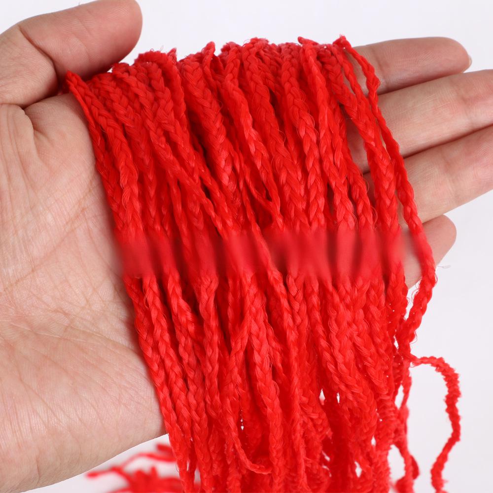 Fiber Thin three strand braid, straight Crochet Box Braids-- red color