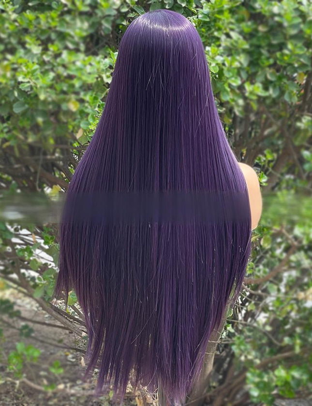 Synthetic lace frontal color wig---13*4---Purple color