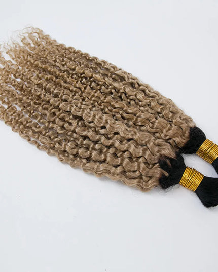 Curly wave ombre #1B/27 color 15A human hair bulk for braiding