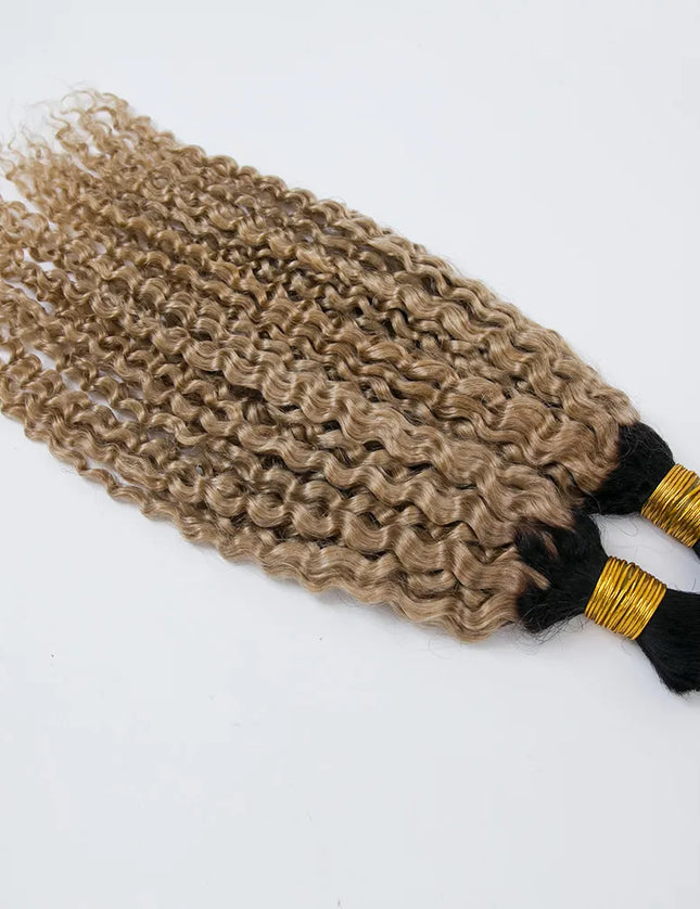Curly wave ombre #1B/27 color 15A human hair bulk for braiding