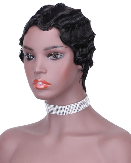 Machine made pixie cut wig---JK9012---1B-pay 1 get 2