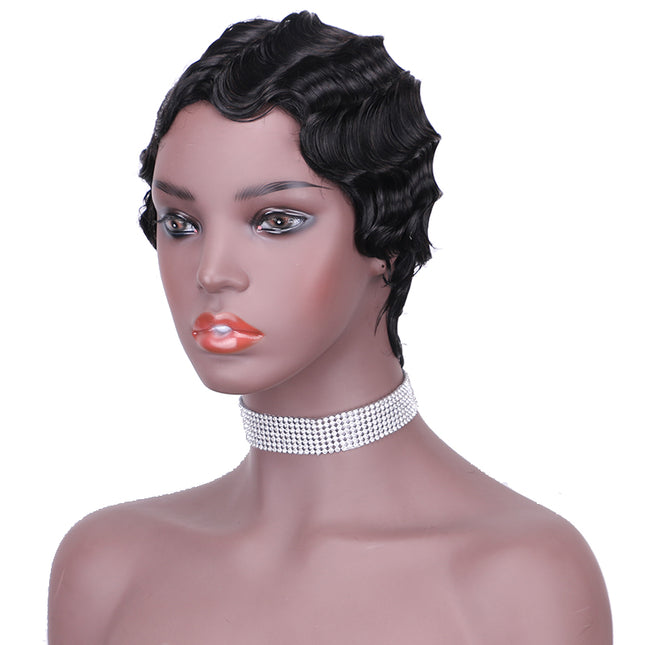 Machine made pixie cut wig---JK9012---1B-pay 1 get 2