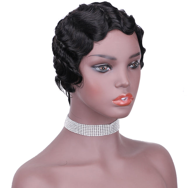 Machine made pixie cut wig---JK9012---1B-pay 1 get 2