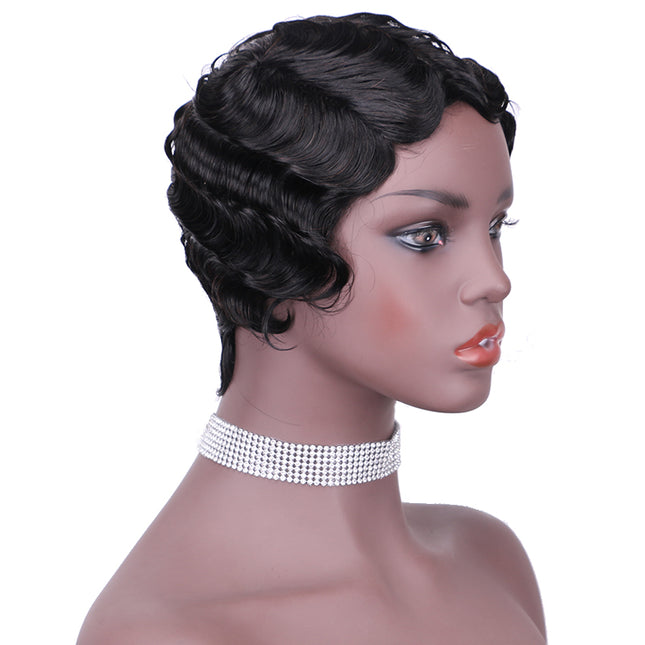 Machine made pixie cut wig---JK9012---1B-pay 1 get 2