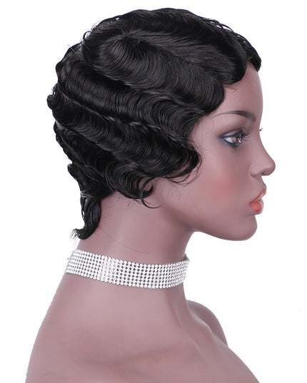 Machine made pixie cut wig---JK9012---1B-pay 1 get 2