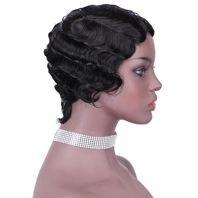 Machine made pixie cut wig---JK9012---1B-pay 1 get 2