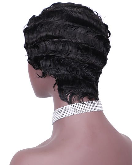 Machine made pixie cut wig---JK9012---1B-pay 1 get 2