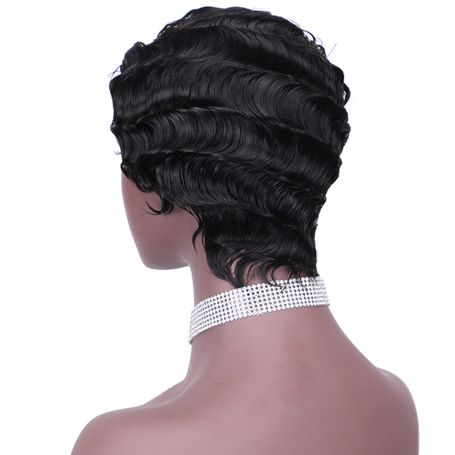 Machine made pixie cut wig---JK9012---1B-pay 1 get 2