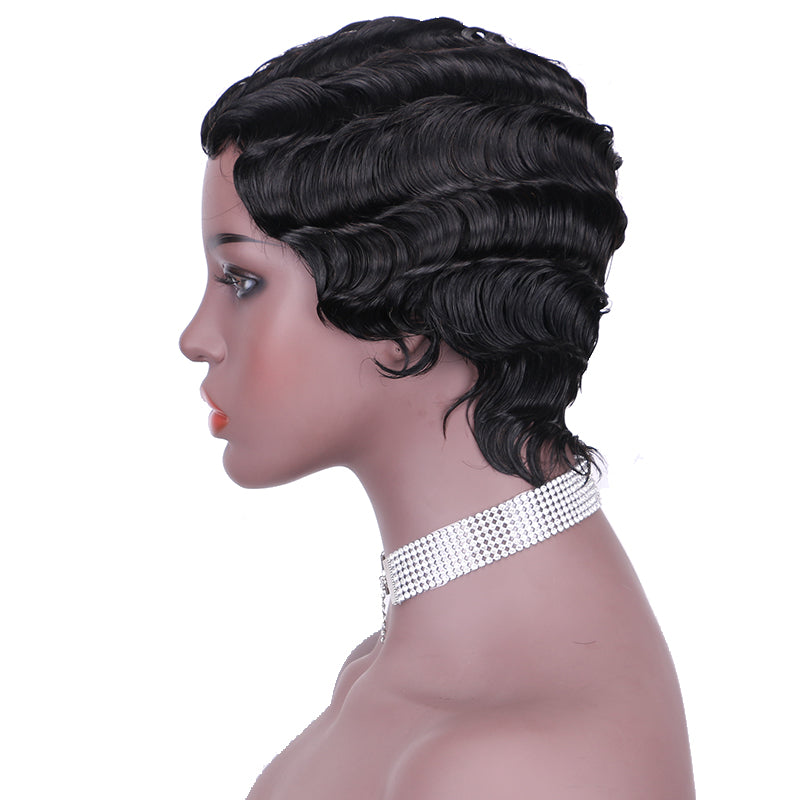 Machine made pixie cut wig---JK9012---1B---RMB 45