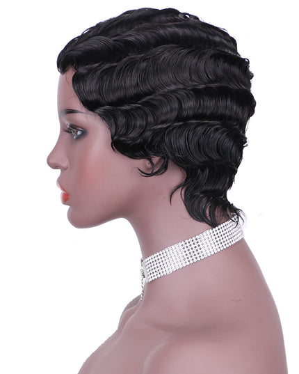 Machine made pixie cut wig---JK9012---1B-pay 1 get 2