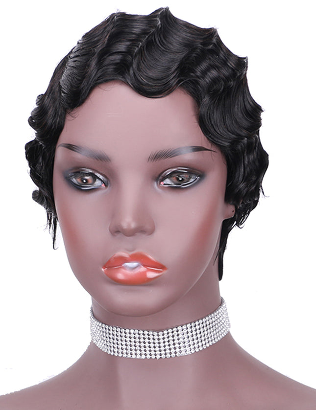 Machine made pixie cut wig---JK9012---1B-pay 1 get 2