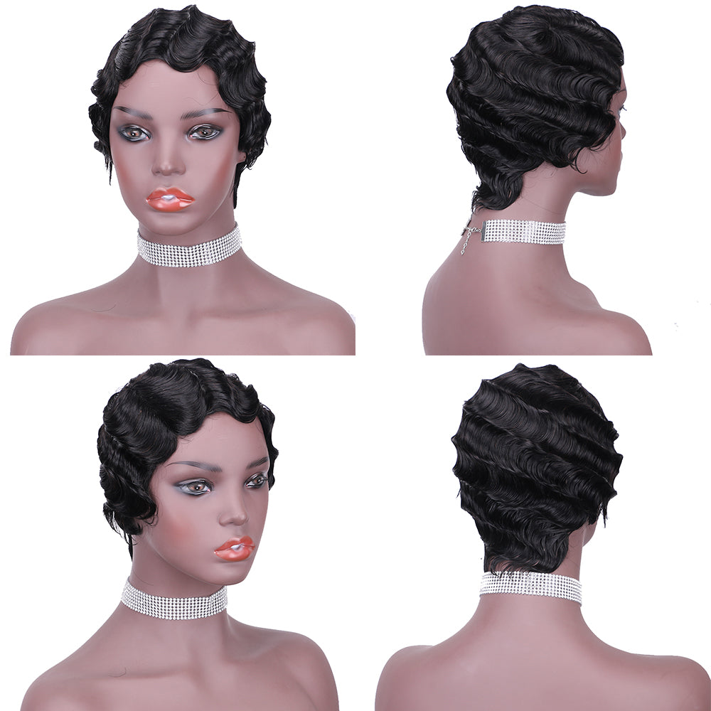 Machine made pixie cut wig---JK9012---1B---RMB 45