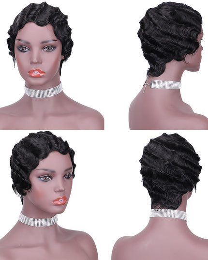 Machine made pixie cut wig---JK9012---1B-pay 1 get 2