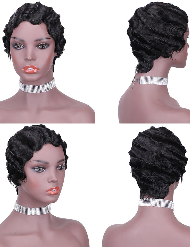 Machine made pixie cut wig---JK9012---1B-pay 1 get 2