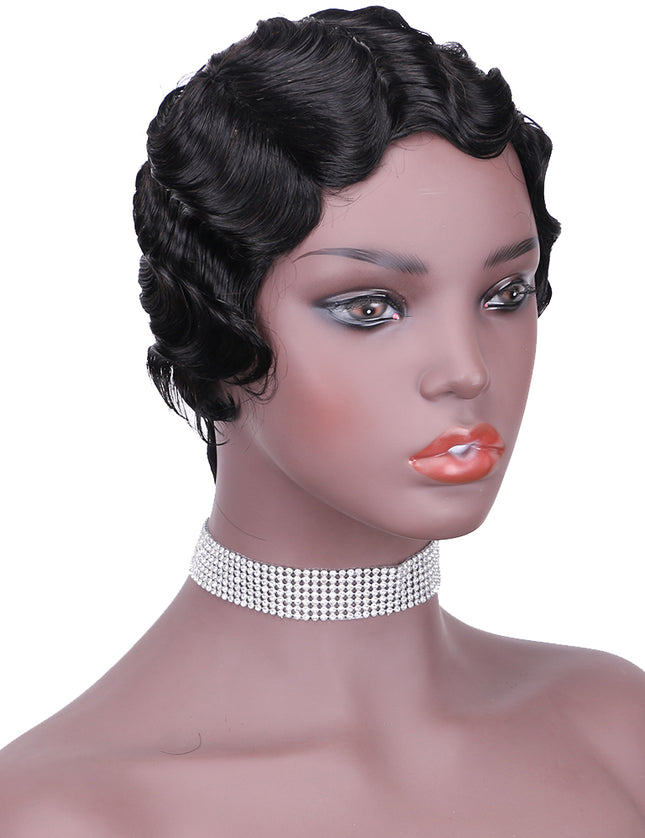 Machine made pixie cut wig---JK9012---1B-pay 1 get 2